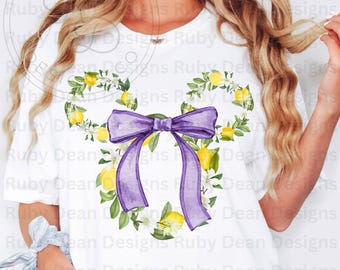 Violet Lemonade Watercolor Coquette Mickey Wreath PNG Digital Download Commercial Use * Flower Garden Festival (DF73)