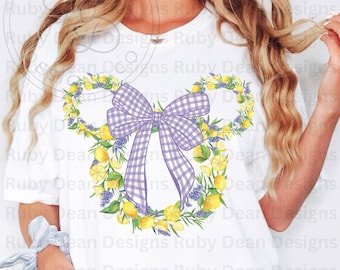 Violet Lemonade Gingham Coquette Mickey Wreath PNG Digital Download Commercial Use * Flower Garden Festival (DF78)