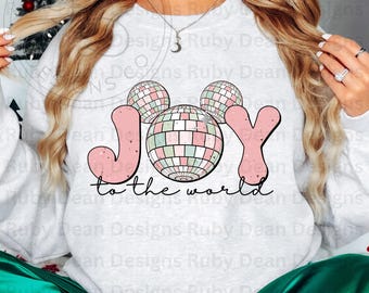 Joy To the World Disco Ball Mickey Two Design-Datei PNG Digitaler Download Kommerzielle Nutzung (DF176)