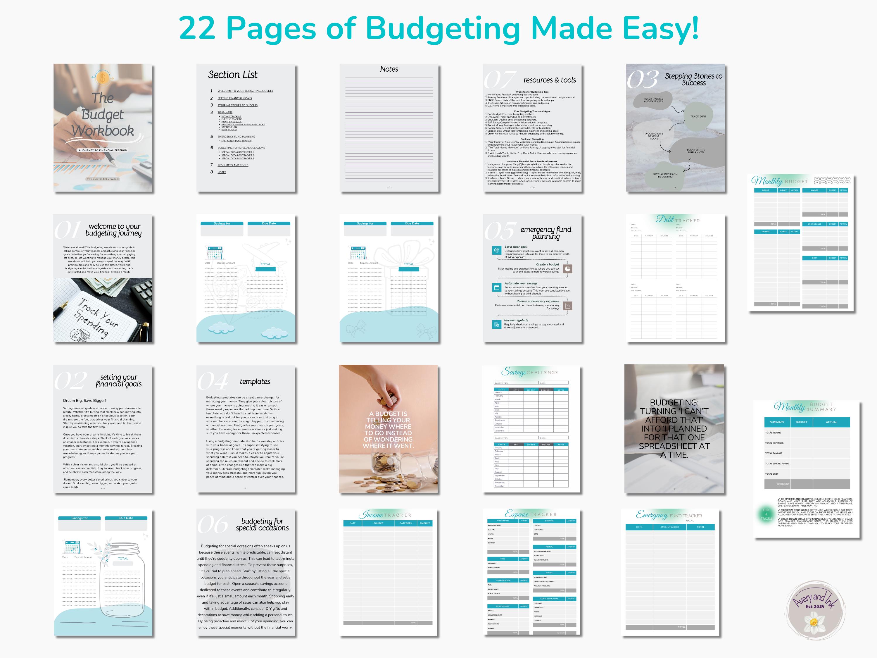 Budget Organizer Printable Workbook – Plan and Track Bills, Expenses