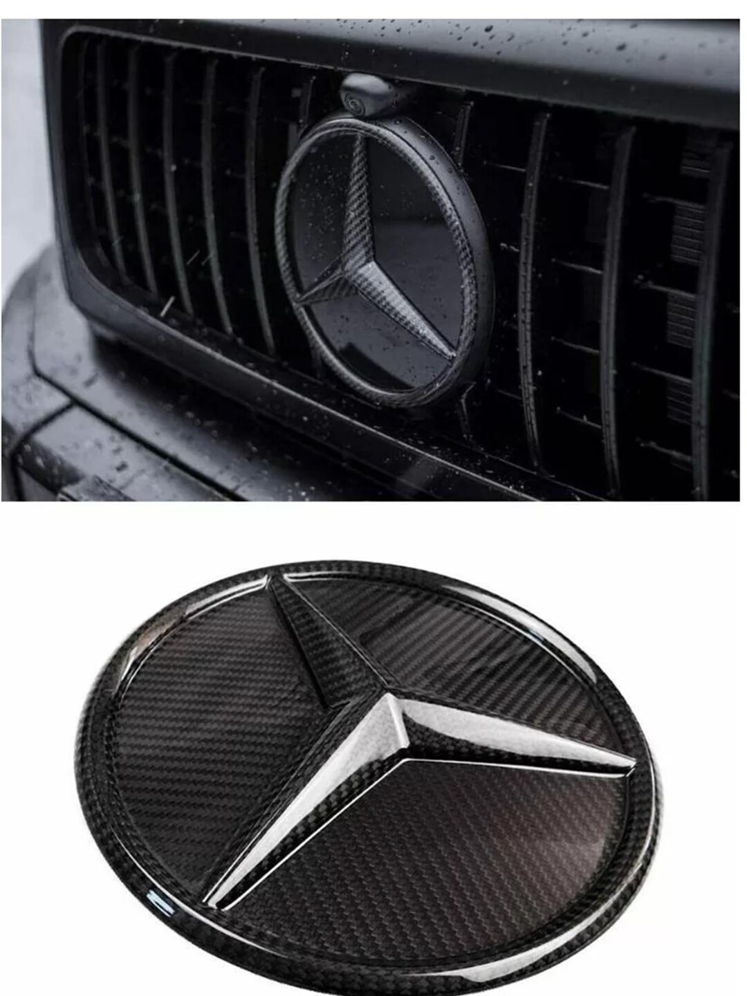 Carbon Fiber Front Grille Star Style Solid Badge Logo Emblem for ...