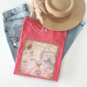 Paris Shirt, Shirt Paris, Carte Postale TShirt, Paris-Inspired Garment-Dyed T-shirt, Travel Lover Shirt, Explorer Gift, Traveler Shirt