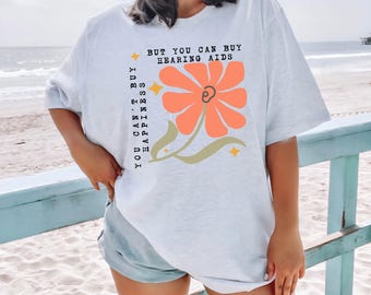 T-shirt met bloemenprint Audiology, T-shirt voor hoortoestellen