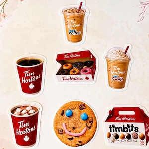 Tim Hortons Inspired Coffee & Donut Stickers | Canadian Vinyl Decal (Set or Single)