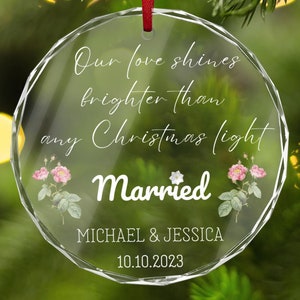 Gepersonaliseerd ornament van kristalglas: decoratie bruiloftsherinnering