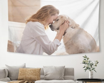Tapiz fotográfico personalizado a partir de tu imagen – Fondo de arte de pared personalizado – Regalo de aniversario de bodas – Decoración de pared con foto en tela