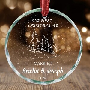 Our First Christmas as a Married Couple Crystal Glass Ornament