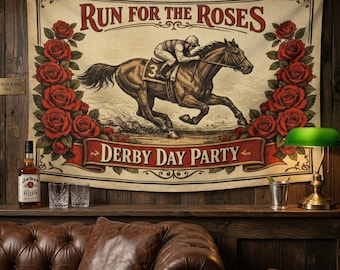 Kentucky Derby Tapestry – Run for the Roses Horse Racing Backdrop