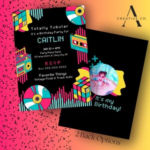 Invitation de fête d'anniversaire sur le thème des années 80 | Modèle numérique modifiable