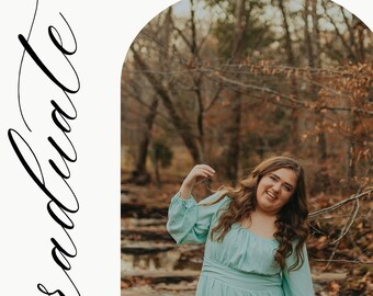 Editable Graduation Invitation Template | Canva Graduation Announcement | Modern Photo Grad Invite | Instant Download