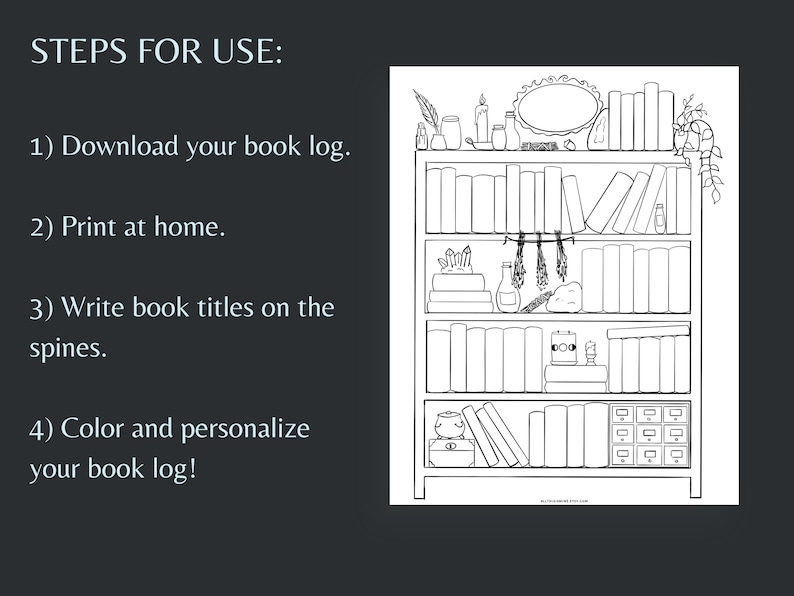 Witchy Book Log Magic Fantasy Bookshelf Tracker Printable Reading Log ...