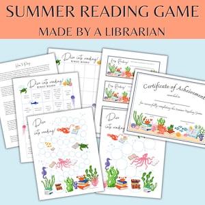 Summer Reading Game printable, Summer Reading Challenge, Printable reading Log for kids, Book tracker for homeschool