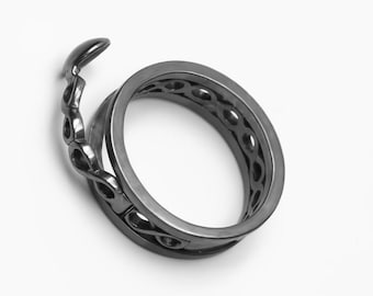 Oxidized Sterling Silver Ring with unique Detail – Unique Blackened Silver Band with unique infinity silver ring , bump ring , best gift