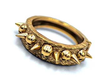 Silver Gothic Skull Ring: Biker and Witchy Jewelry with Unique Occult Design