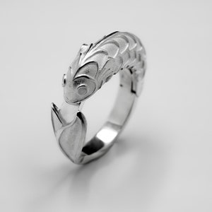 Silver Fish Bump Ring: Adjustable Fidget,Unisex Thumb Ring,Flip Rings