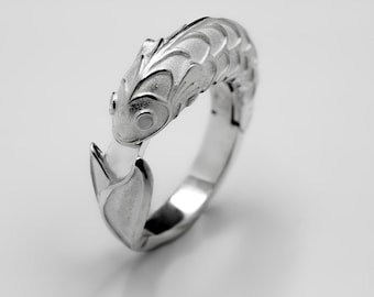 Silver Fish Bump Ring: Adjustable Fidget,Unisex Thumb Ring,Flip Rings