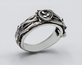 Nature-Inspired Sterling Silver Twig Ring — Handmade Woodland Band for Lovers of the Forest , flip ring , bump ring , elf ring