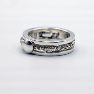 Sterling Silver Mechanical Ring – Handmade Functional Design Jewelry, Unique flip Gear Band, Modern Minimalist Ring for Him , bump ring