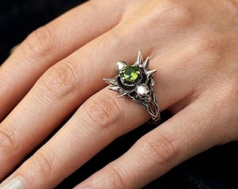 Silver Gothic Skull Ring: Spike and Bump Rings, Functional Jewelry