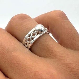 Hidden Infinity Sterling Silver Ring, Interaktiv Flip Top Sfärarmband, Smycken med hemligt fack