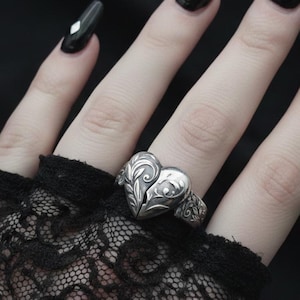 Sterling Silver Heart Ring with Hidden Secret: Locket Bump Ring for Lovers
