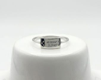 Custom Engraved Silver Ring: Personalized Name Signet, Handmade Couples Band