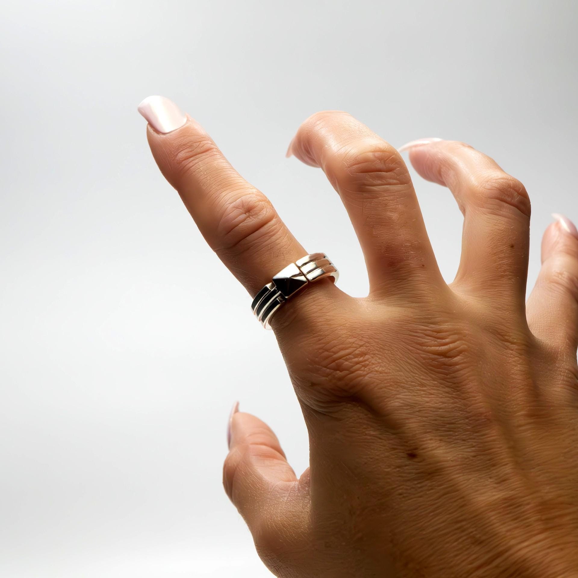 Sterling Silver Flip Ring with Hidden Element - Unique Accessory Design, Bump ring, , best gift , flip ring