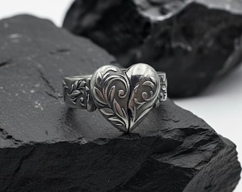 Sterling Silver Heart Locket Ring: Secret Compartment Lovers and Fidget Ring