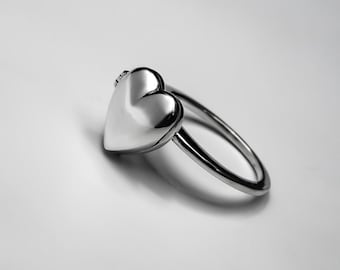 Sterling Silver Secret Locket Ring: Heart Stash Ring, Custom Engraving