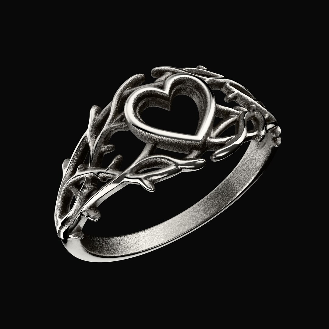 Gothic Ring: Sterling Silver Handmade Heart Tree Branch Design Gift for ...