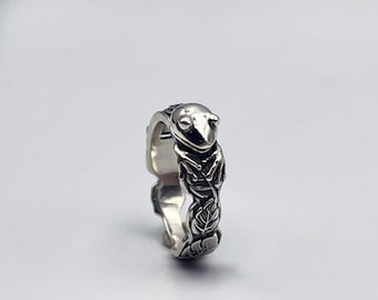 Silver Frog Ring: Adjustable Fidget Spoon Ring, Unique Thumb Rings