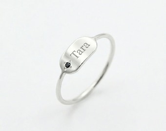 Personalized Heart Locket Ring: Custom Engraved Silver Promise and Couples Ring
