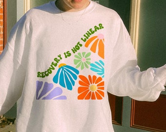 Herstel is niet lineair Shirt, shirt angst, shirt positiviteit, shirt geestelijke gezondheid, shirt depressie, shirt depressie, psycholoog cadeau, shirt zelfliefde