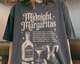 Retro Midnight Margaritas Halloween Shirt, Practical Magic Tee, Witchy Halloween Shirt, Spooky Season Shirt, Tequila Halloween Tee