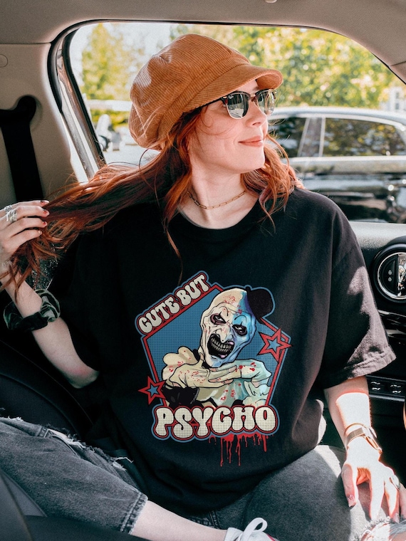 Cute But Psycho Halloween Shirt, Retro Art the Clown Shirt, Funny Mental Health Shirt, Horror Halloween Apparel, Horror Movie Characters