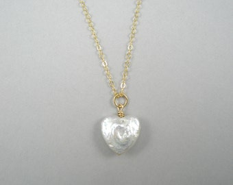 White Pearl Heart on Silver/Gold
