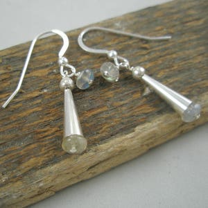 Silver Cone and Gray Earrings