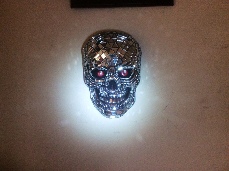 Mosaic Mirrored Concrete Skull
