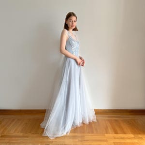 Blue wedding dress, Ethereal wedding dress, Floral wedding dress, A line wedding dress, Open back wedding dress, Custom wedding dress