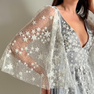 Star wedding dress, Celestial wedding dress, Glitter wedding dress, Silver wedding dress, Romantic wedding dress, Custom wedding dress