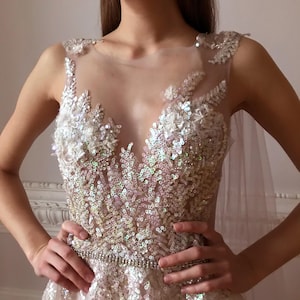 Sparkle wedding dress, Embroidered wedding dress, Ethereal wedding dress, Fairytale dress, Unique wedding dress, Custom wedding dress