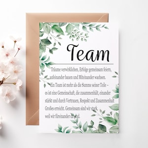 Team Karte für Kollegen und Mitarbeiter im Din A6 Format,, Dankeschön, Geschenk Büro, Kleinigkeit, Verein, Job Abschied, Geburtstag Chefin
