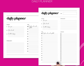Agenda quotidien, hebdomadaire et de week-end, téléchargement immédiat, A4, lettre US, paysage, portrait, PDF à remplir, imprimable