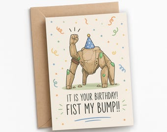Funny Rock Birthday Card | Sci-fi Space Geeky Fist Bump Card for Gamer Boyfriend | Nerd Humor Card for Best Friend