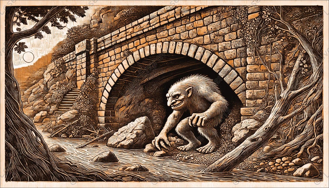 Troll Under Bridge Laser Engrave Image Laser Burn PNG File 3D Laser ...