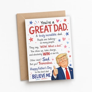 Roligt Donald Trump Fars dag-kort | Fantastisk pappapresent | Politisk parodihälsning | Bästa pappa någonsin