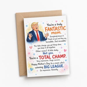 Divertente biglietto di auguri per la festa della mamma a tema Trump / Parodia della migliore mamma di sempre / Auguri di grande valore per lei