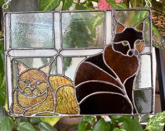 Custom pet portrait stained glass pattern