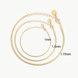 14k Solid Gold Box Chain Bracelet - Yellow, Rose and White Gold Options