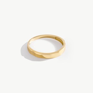 Anillo facetado de oro macizo de 14 quilates con corte de diamante imagen 3